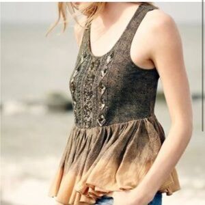 Anthropologie Black and Tan Sleeveless Top